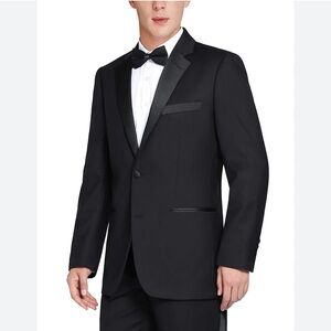 VERNO FASHION Black Tuxedo Satin Lapel Jacket 42 36 NWOT